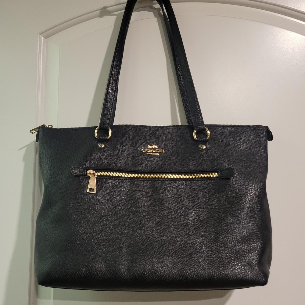 Coach Black Tote with Gold Accents